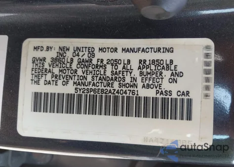 2010 Pontiac Vibe из США, поврежденный, VIN 5Y2SP6E82AZ404761